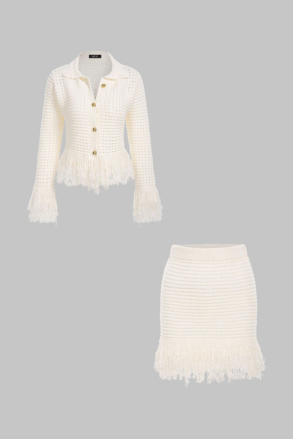Lara - Gebreide set met vest en minirok