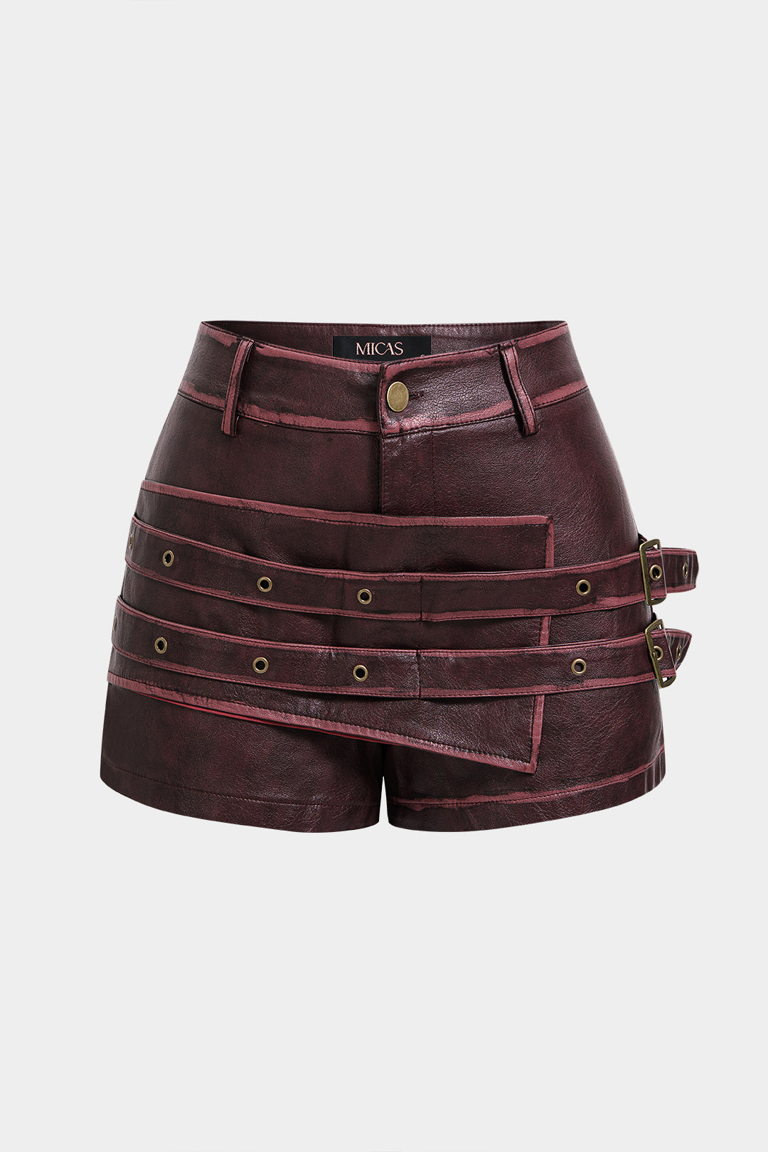 Leren-look metallic short