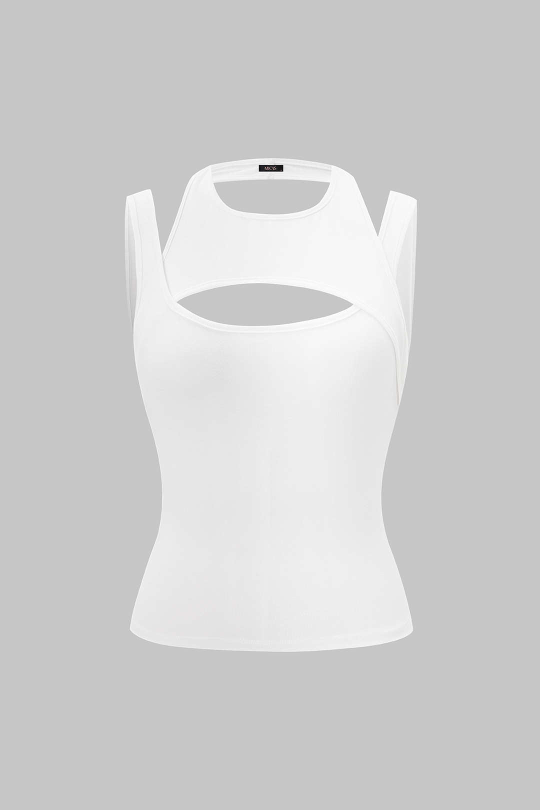 Tanktop met ronde hals en opengewerkt detail