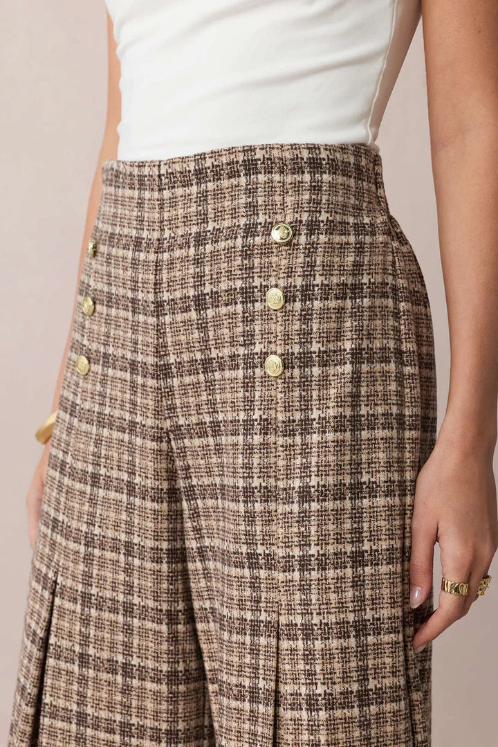 Geruite, dubbelzijdige broek met hoge taille