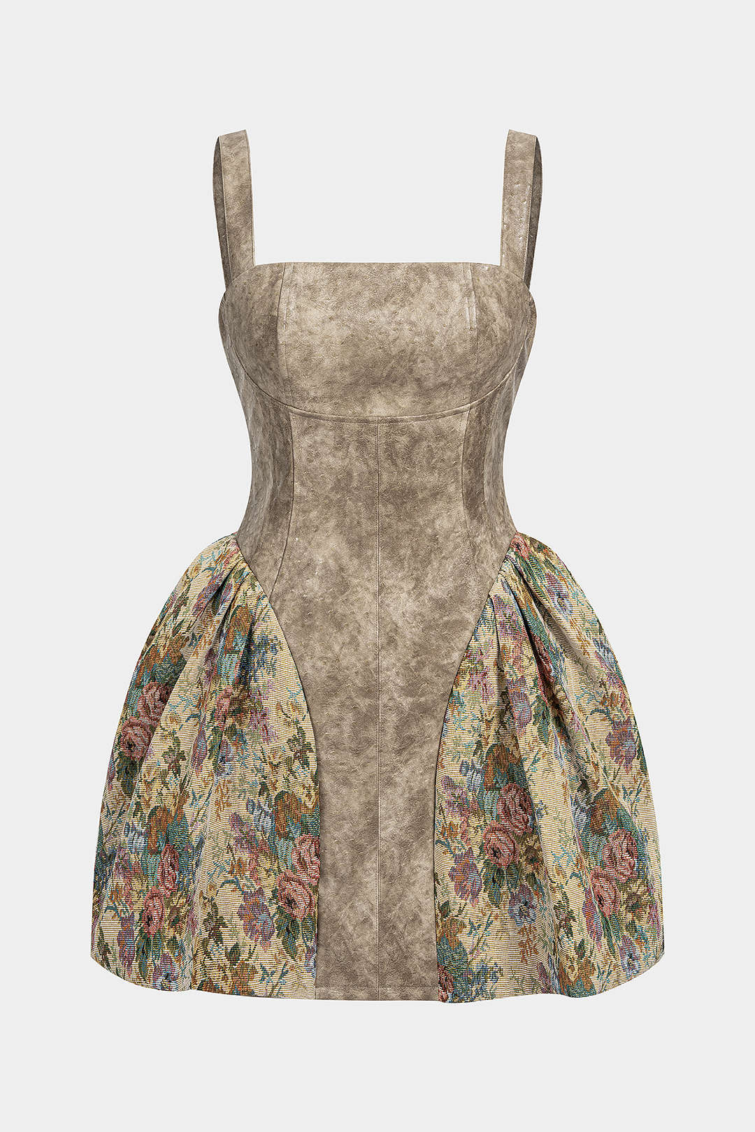 Bloemenprint jacquard minijurk met rits