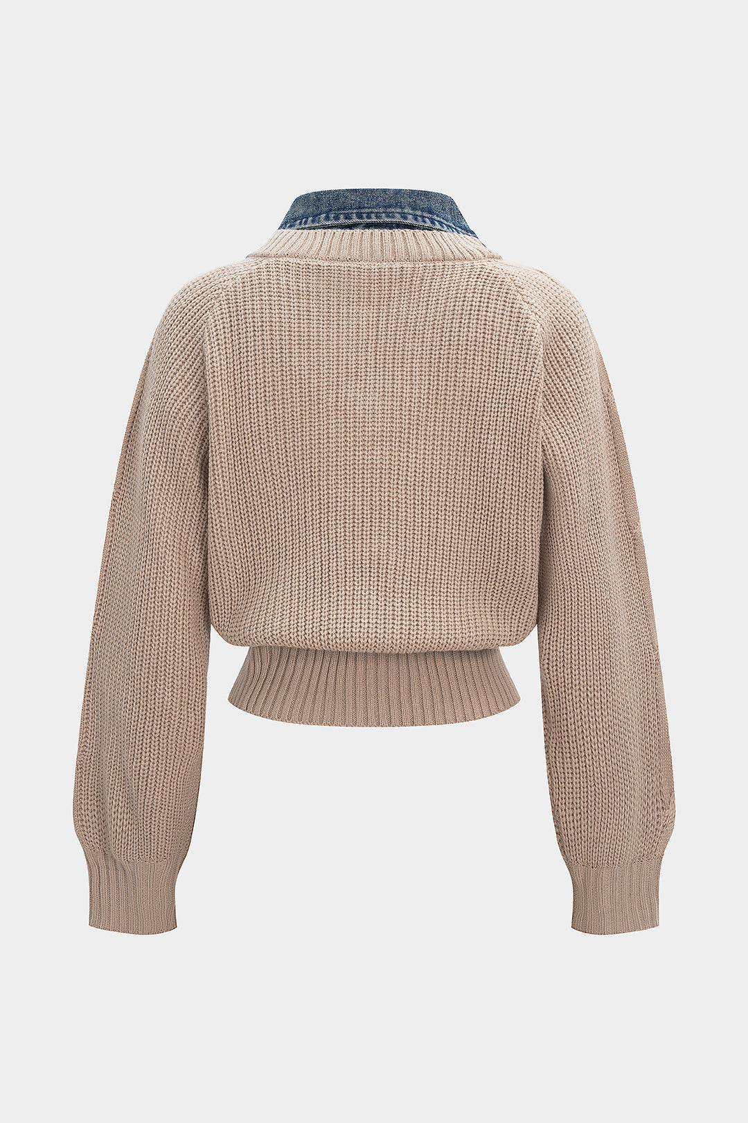 Gebreide patchwork top met lange mouwen