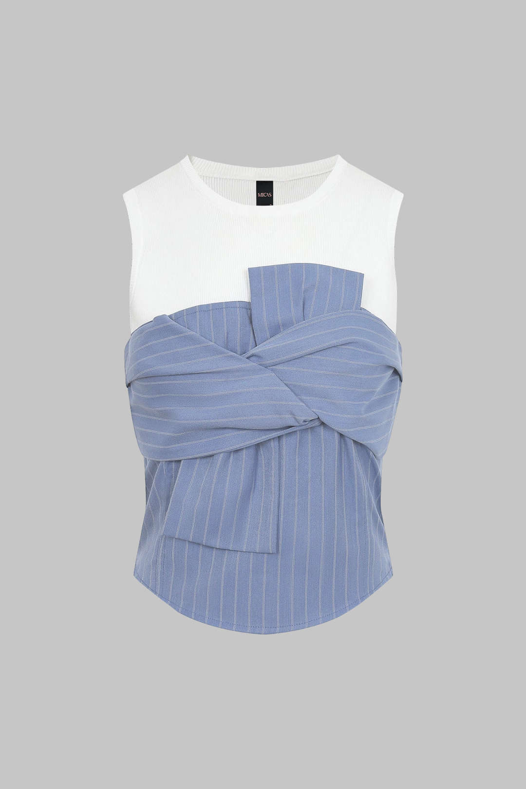 Gestreepte asymmetrische tanktop met knoopdetail