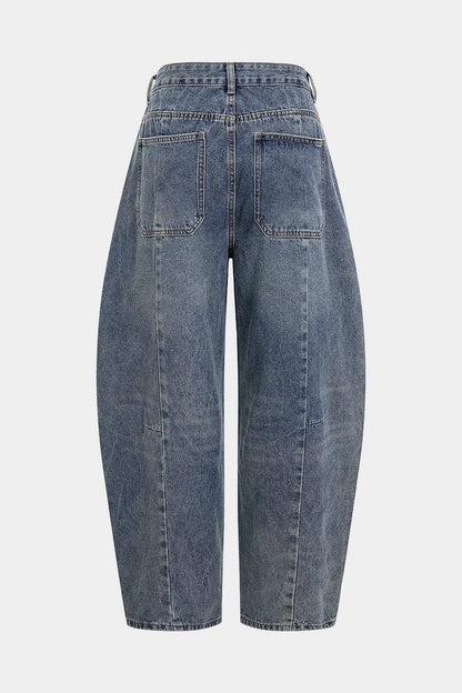 Denim Patchwork Barrel Jeans