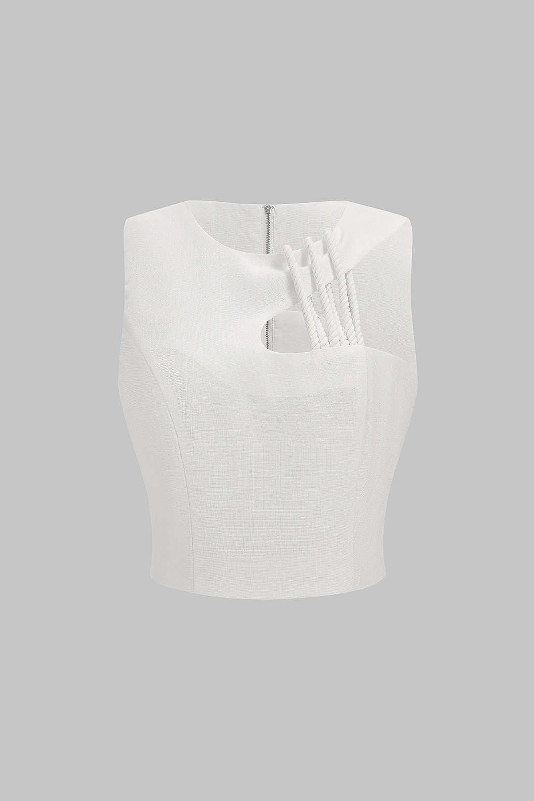 Asymmetrische tanktop met uitsnijding en rits