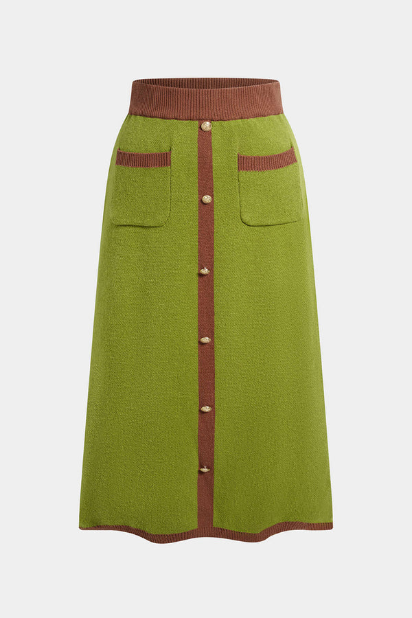 Gebreide rok met knoopjes en hoge taille