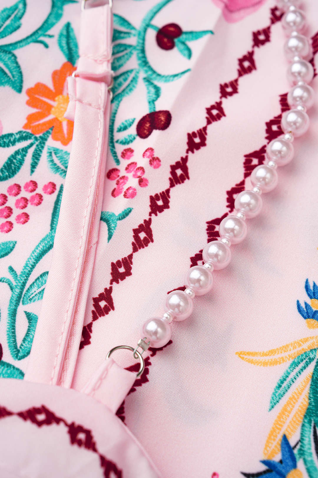 Bloemenprint mouwloze midijurk met kralen