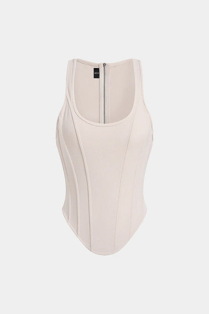 Tanktop met ritssluiting en korsettaille