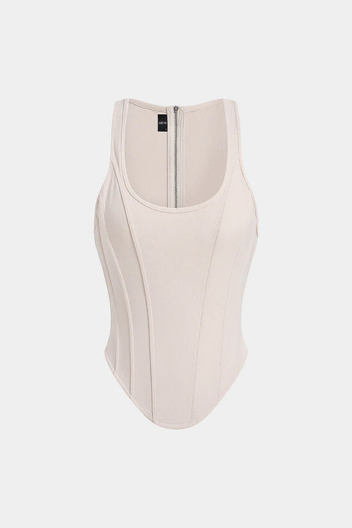 Tanktop met ritssluiting en korsettaille