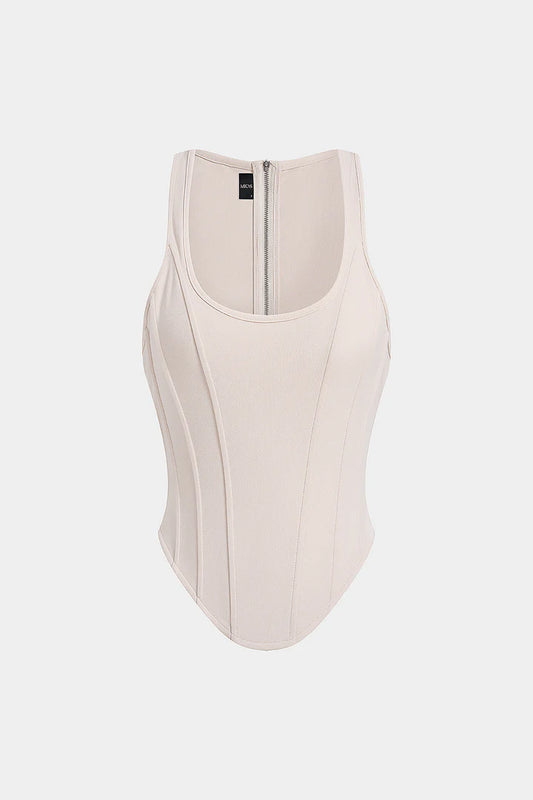 Tanktop met ritssluiting en korsettaille