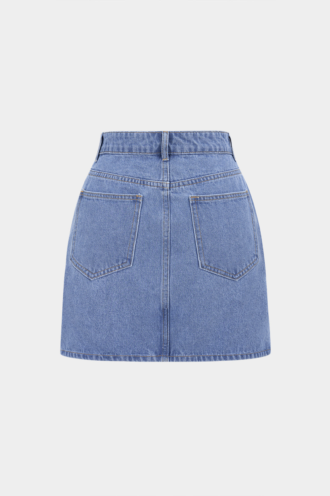 Denim patchwork rok met rits en rafelrand