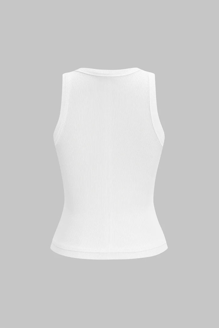 Metallic tanktop met ronde hals