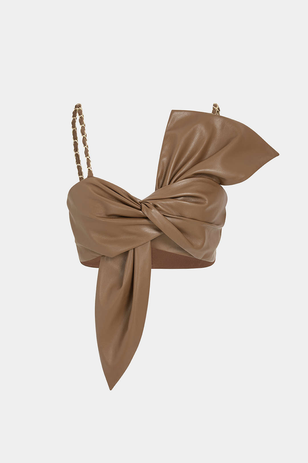 Leren-look metallic top met kettingdetail
