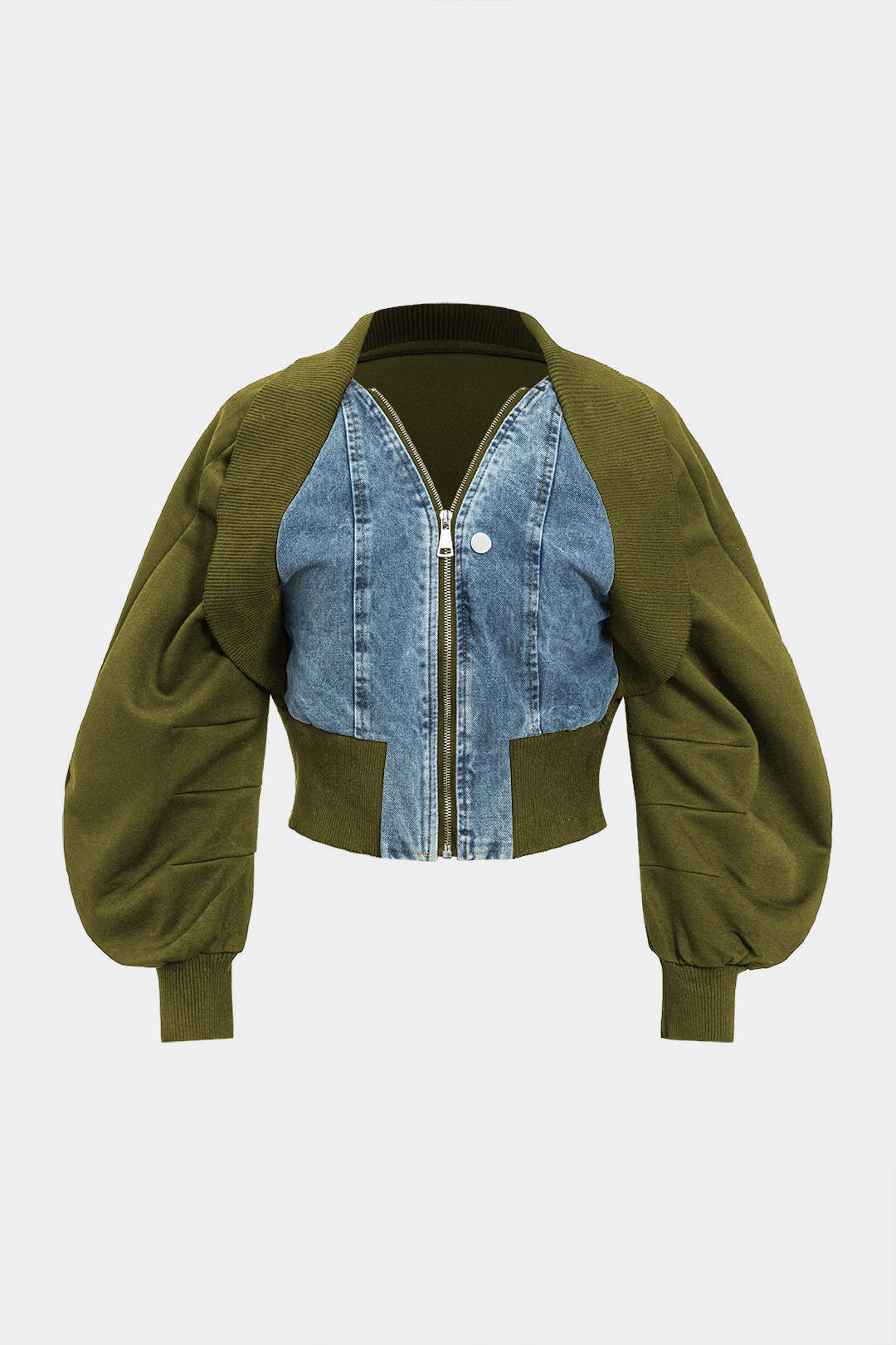 Patchwork denim jasje met rits