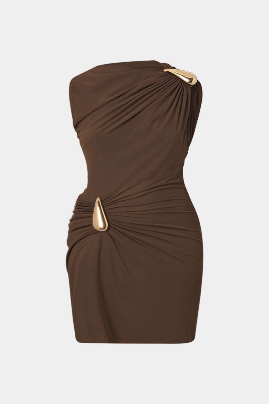 Metallic mouwloze minijurk met ruches