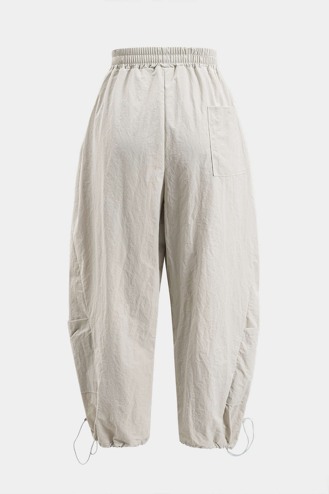 Pantalon met trekkoord, wijde pijpen en zakken