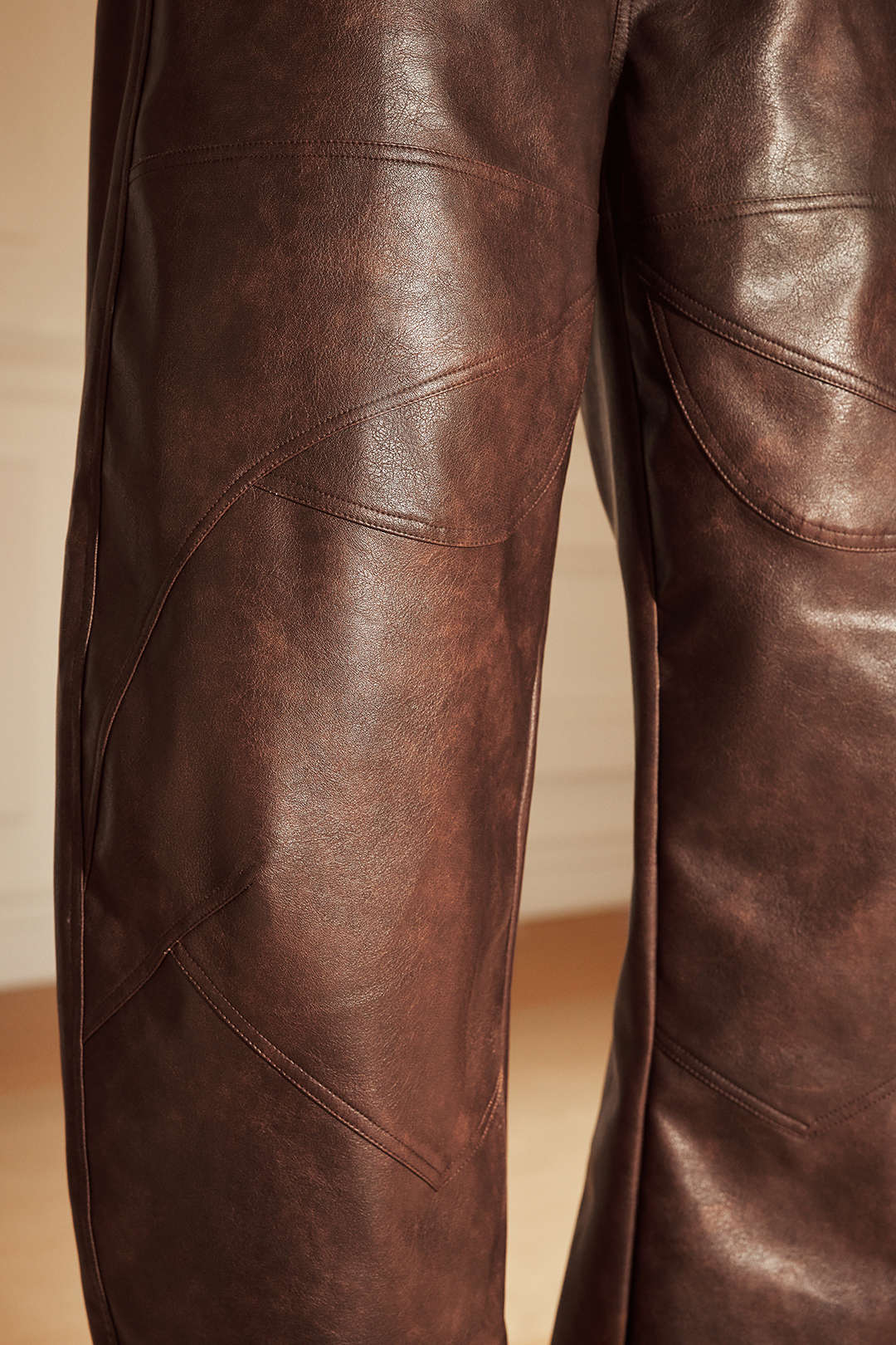 Leren-look broek met zakken