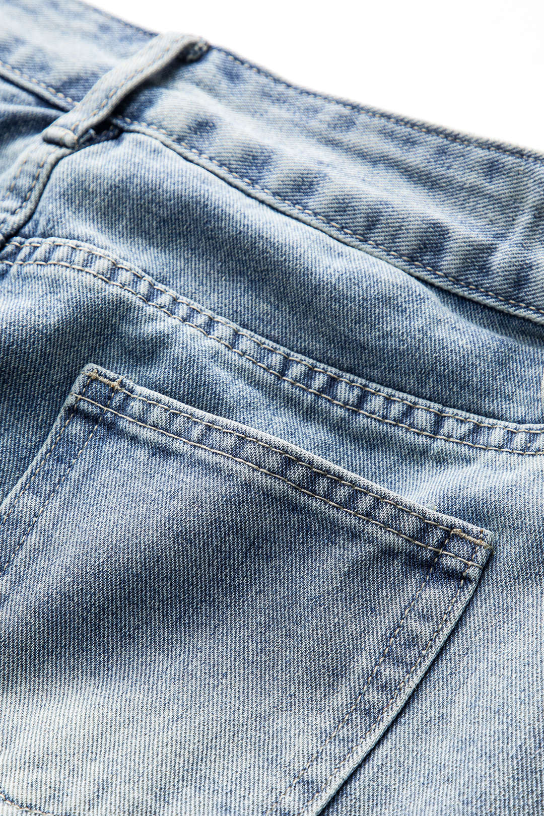 Denim patchwork rok met strik