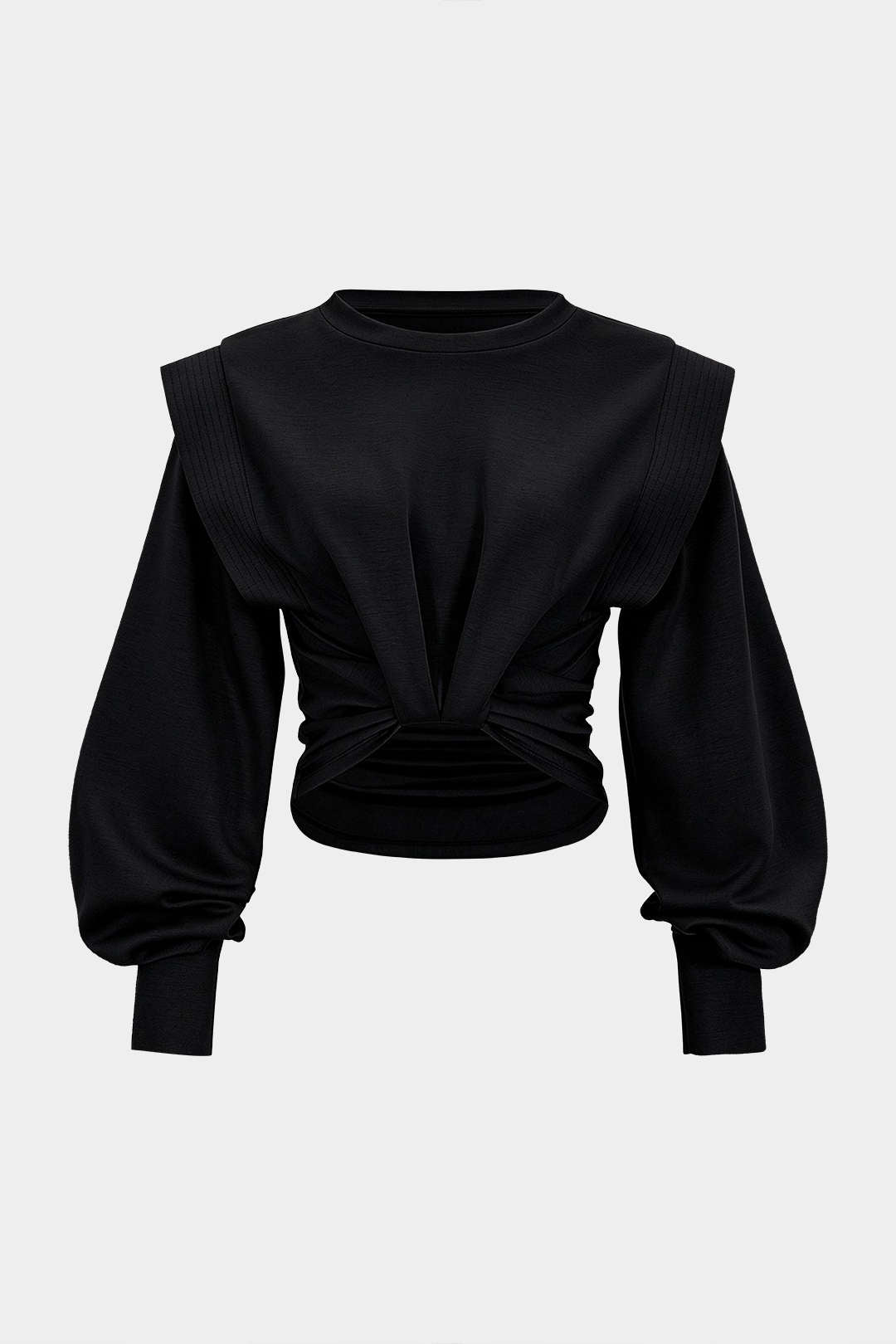 Sweater met ruches, ronde hals en lange mouwen