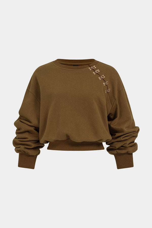 Metallic asymmetrische sweater met lange mouwen