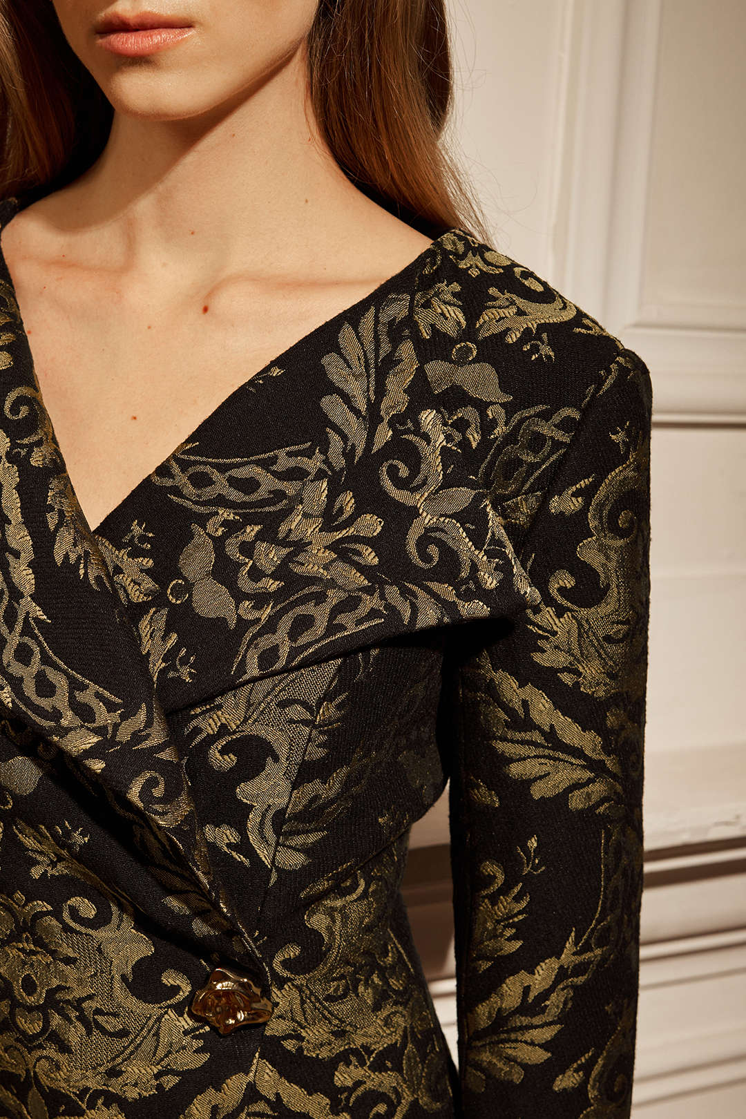 Jacquard asymmetrische blazer met knoopjes