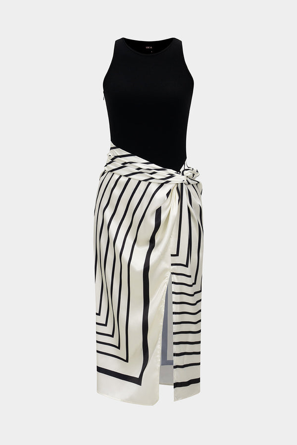 Gestreepte patchwork midijurk