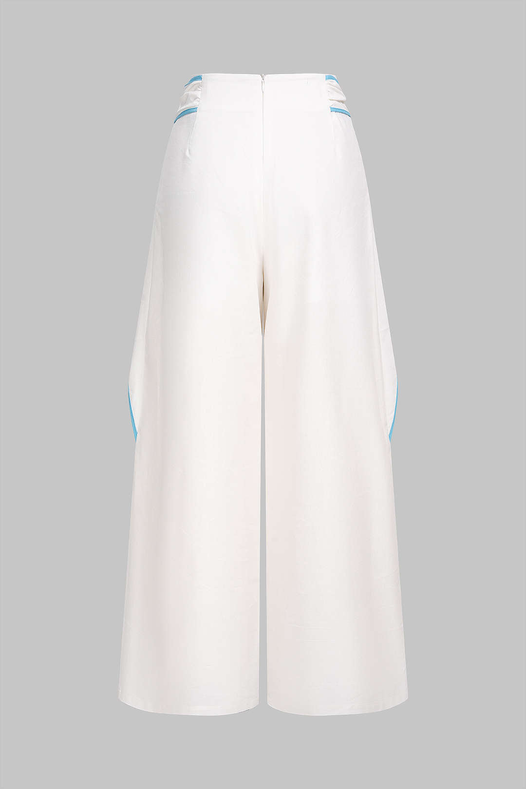 Linnen broek met ruches, gedraaid detail en knoopdetail