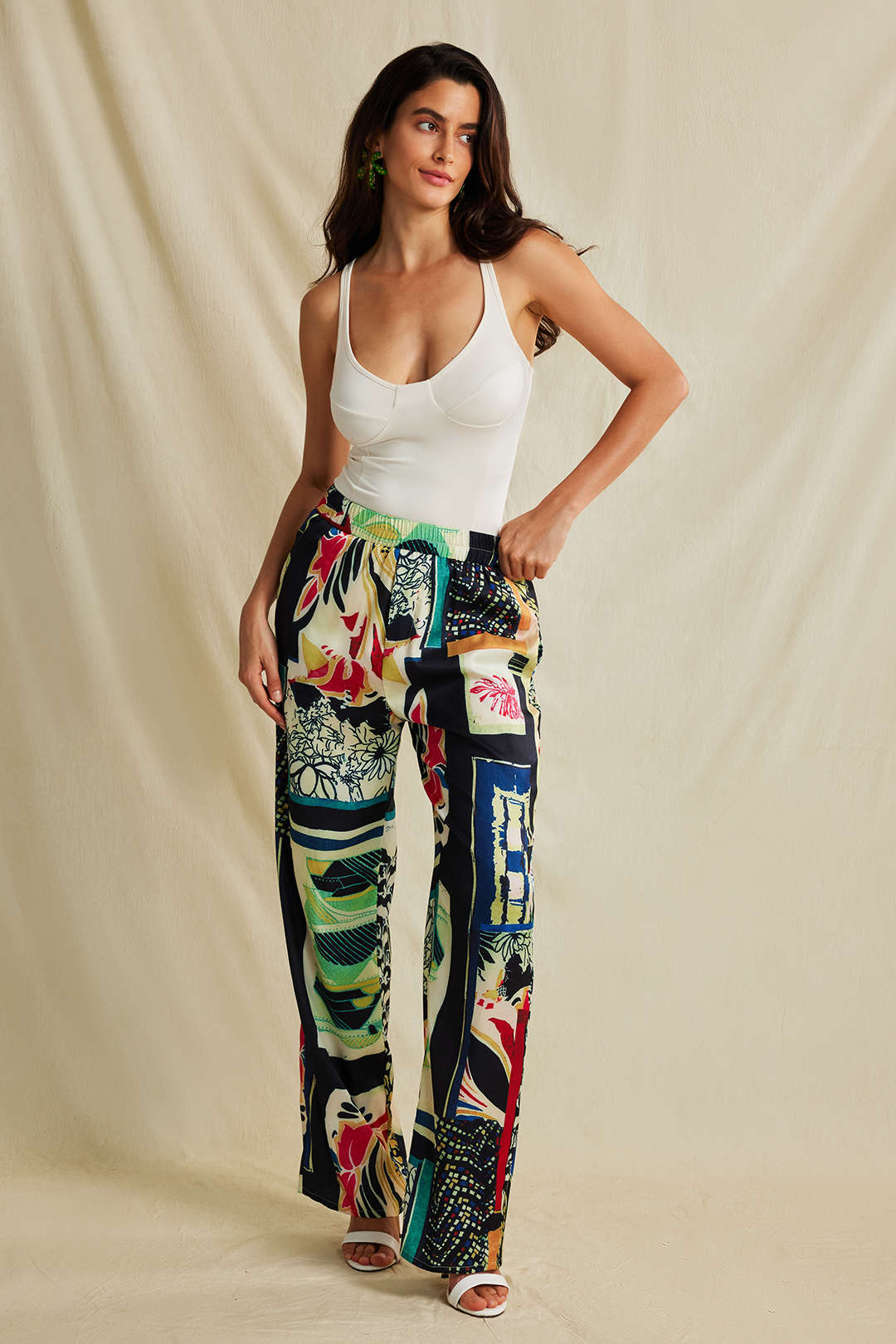 Bloemenprint broek met rechte pijp
