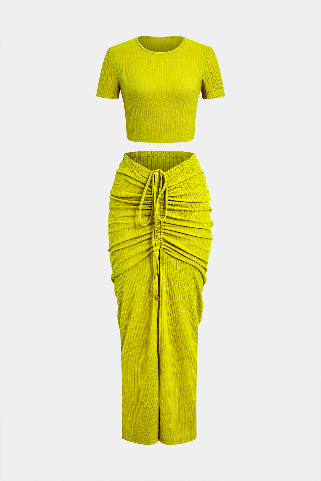 Gestructureerde set met croptop en rok