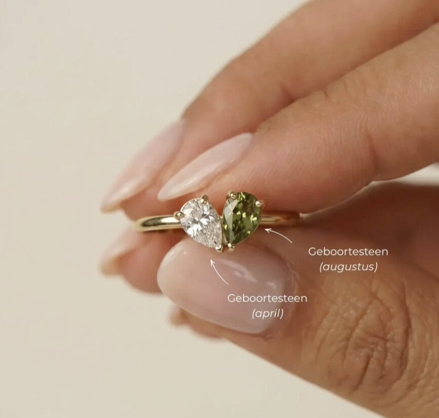 Duo Geboortesteen Ring