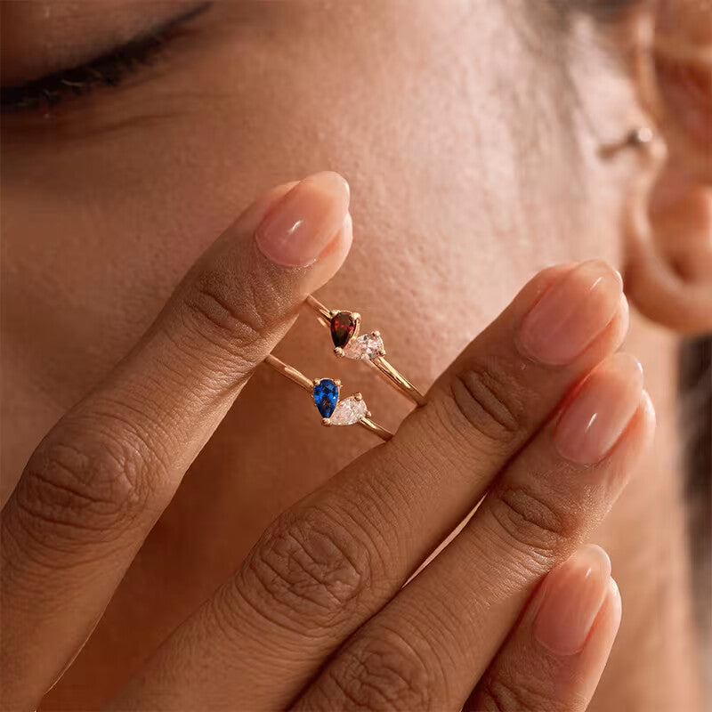 Duo Geboortesteen Ring