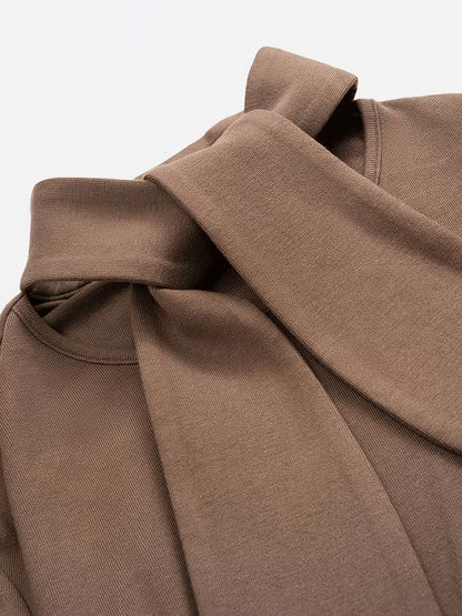 Elegante Wafelstructuur Bodysuit met Strikkraag