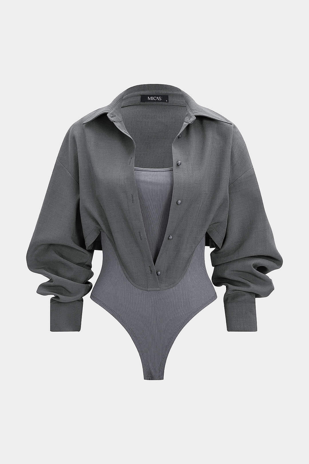 Mae - Patchwork body met knoopjes en lange mouwen