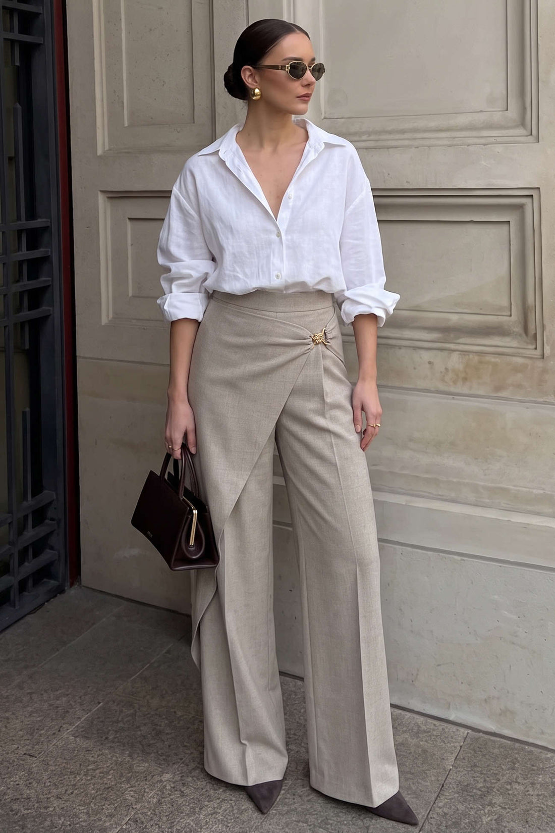 Asymmetrische metallic broek