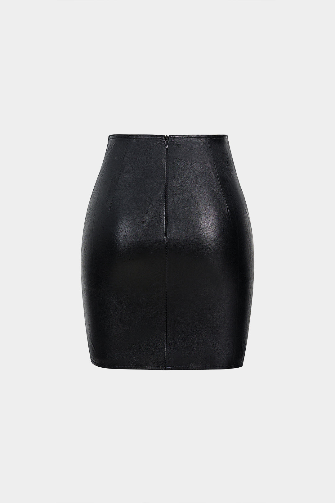 Leren-look rok met hoge taille