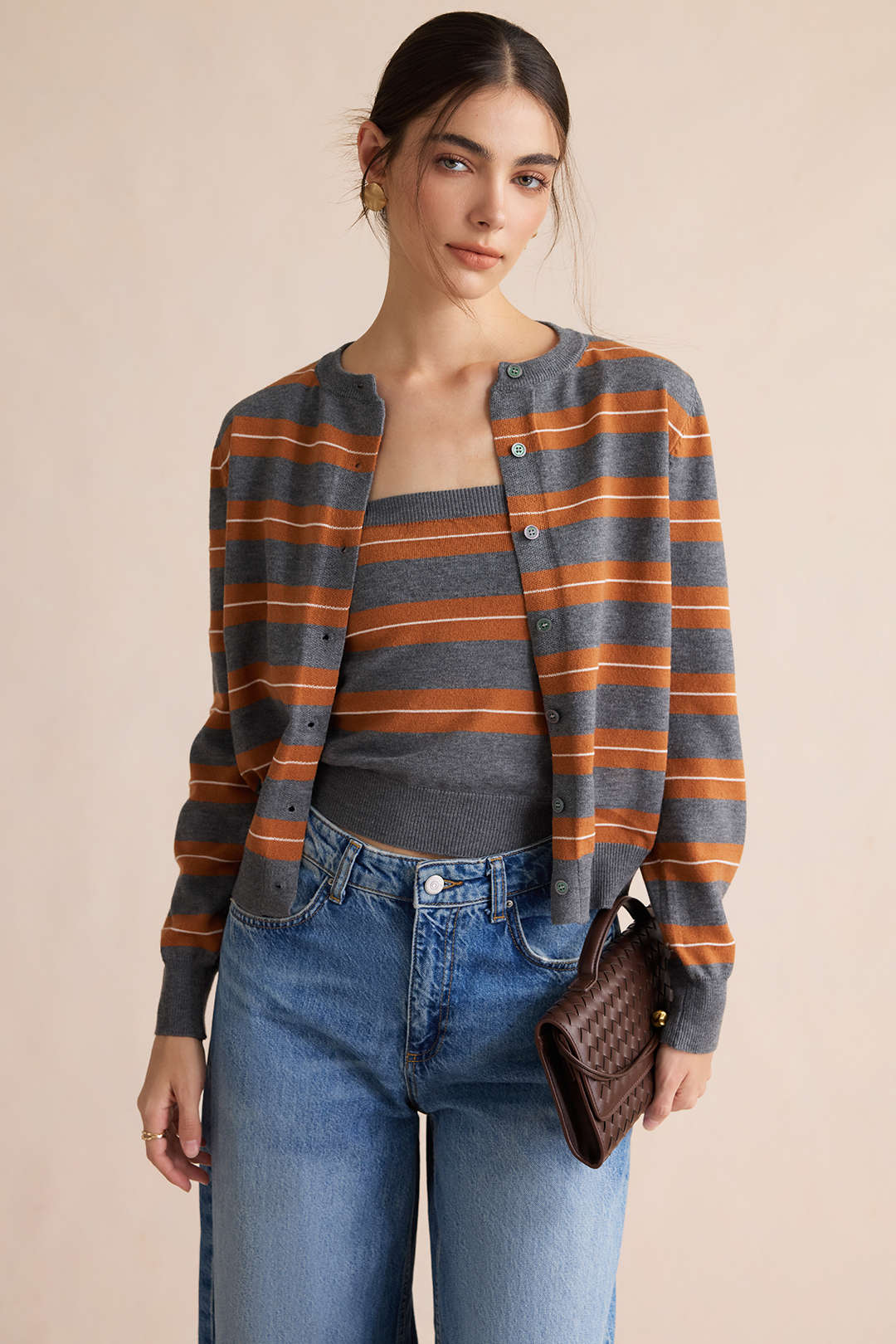 Nina - Gebreide set met strapless top en vest