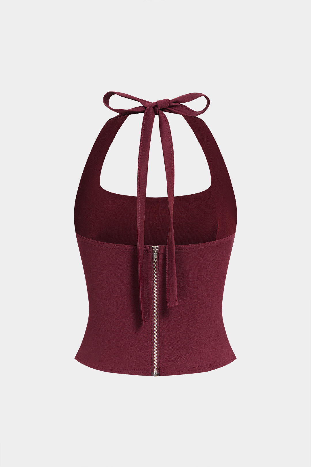 Tanktop met halternek, strik en rits