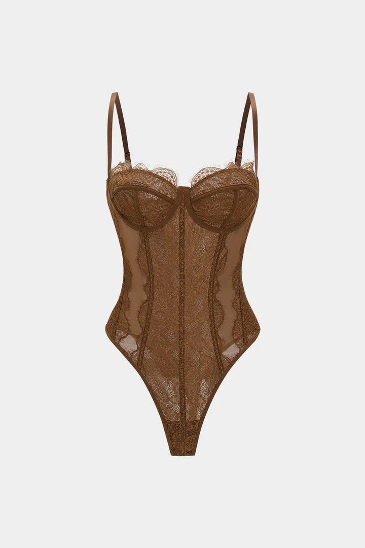 Mesh patchwork bustier korset bodysuit