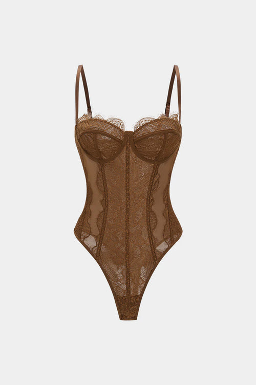 Mesh patchwork bustier korset bodysuit