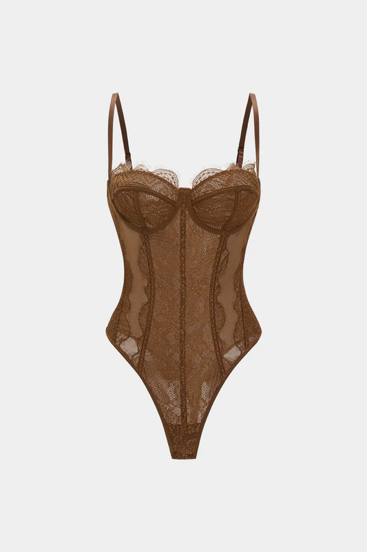 Mesh patchwork bustier korset bodysuit