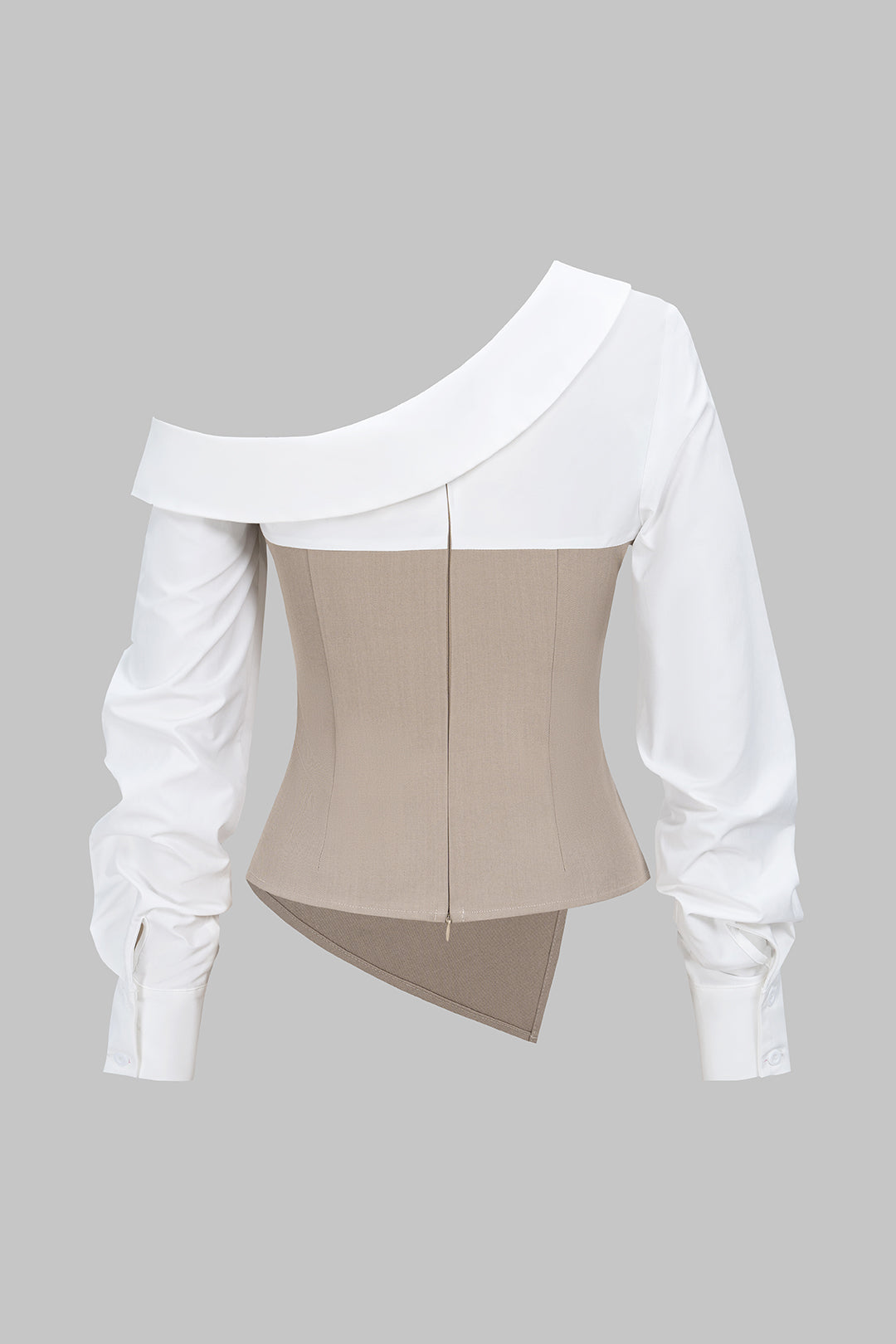 Metallic asymmetrische blouse met één schouder en rits