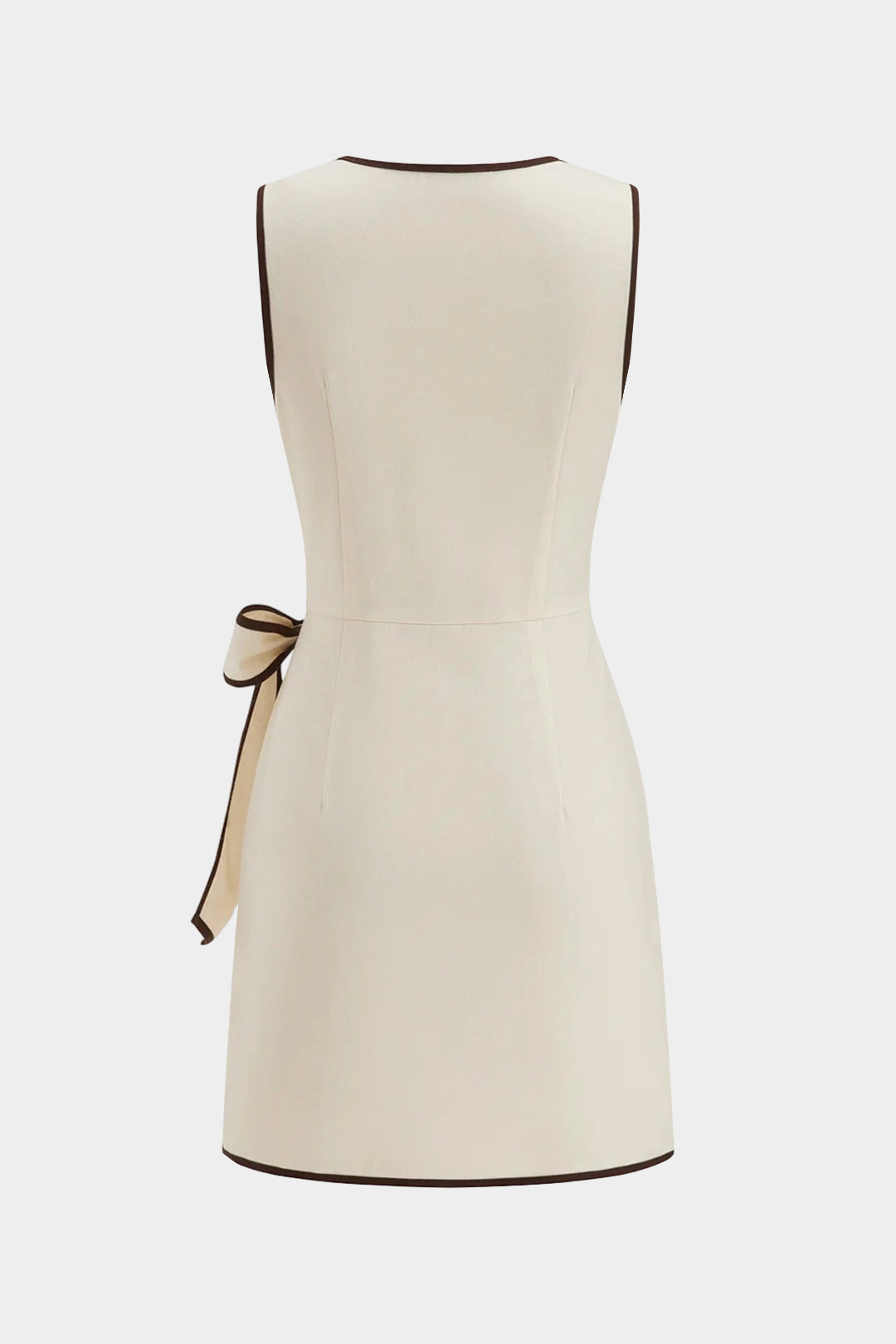 Linnen asymmetrische minijurk met strik en V-hals