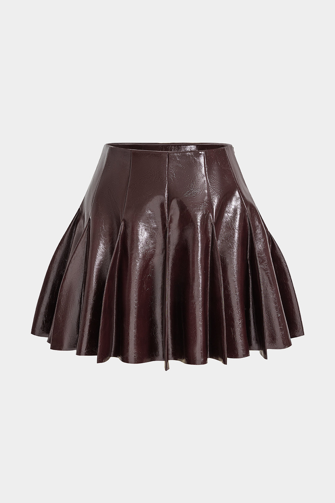 Leren-look geplooide rok