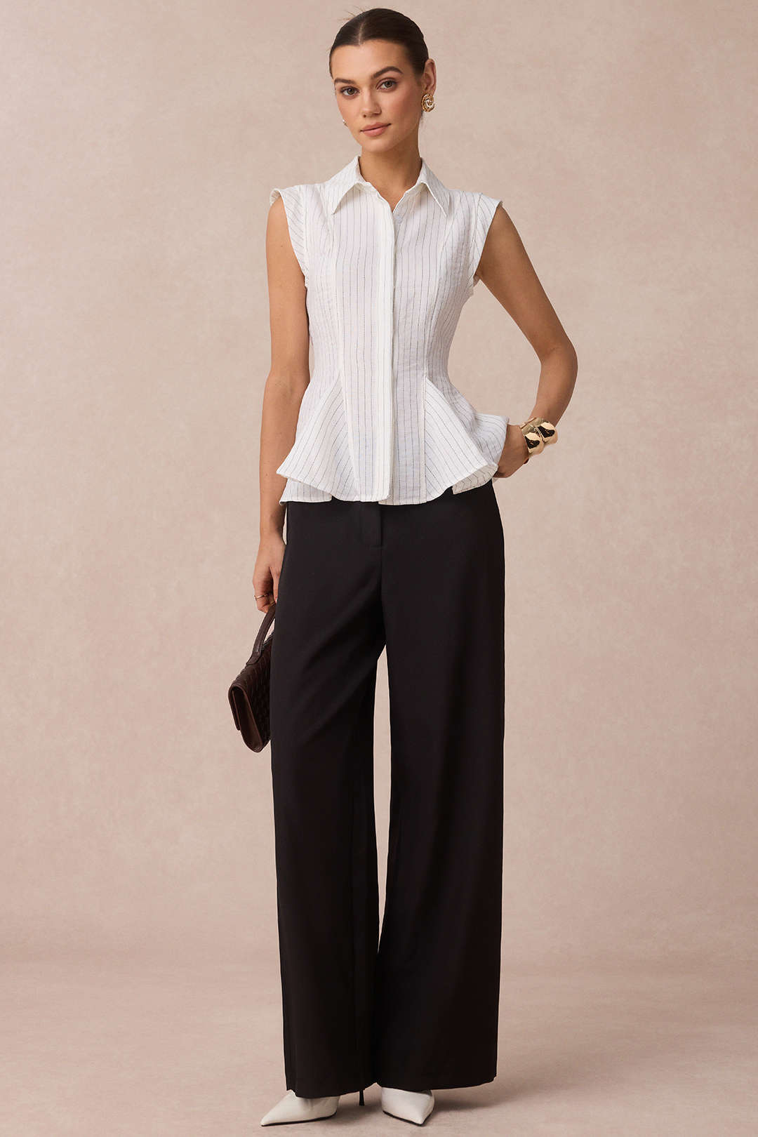 Gestreepte blouse met revers