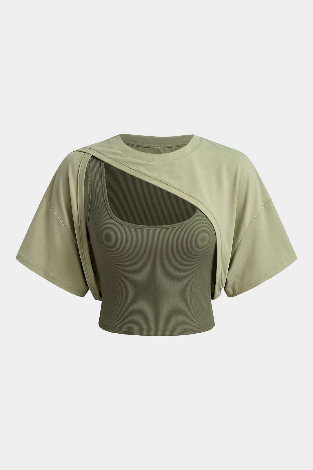 Asymmetrische top met ronde hals en korte mouwen