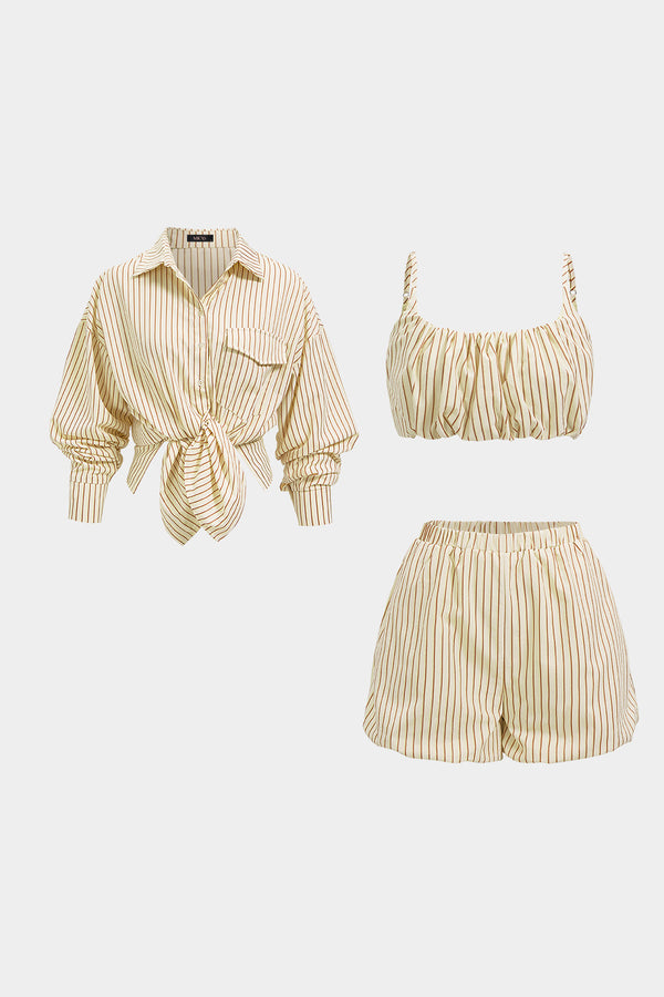 Gestreepte short met lange mouwen