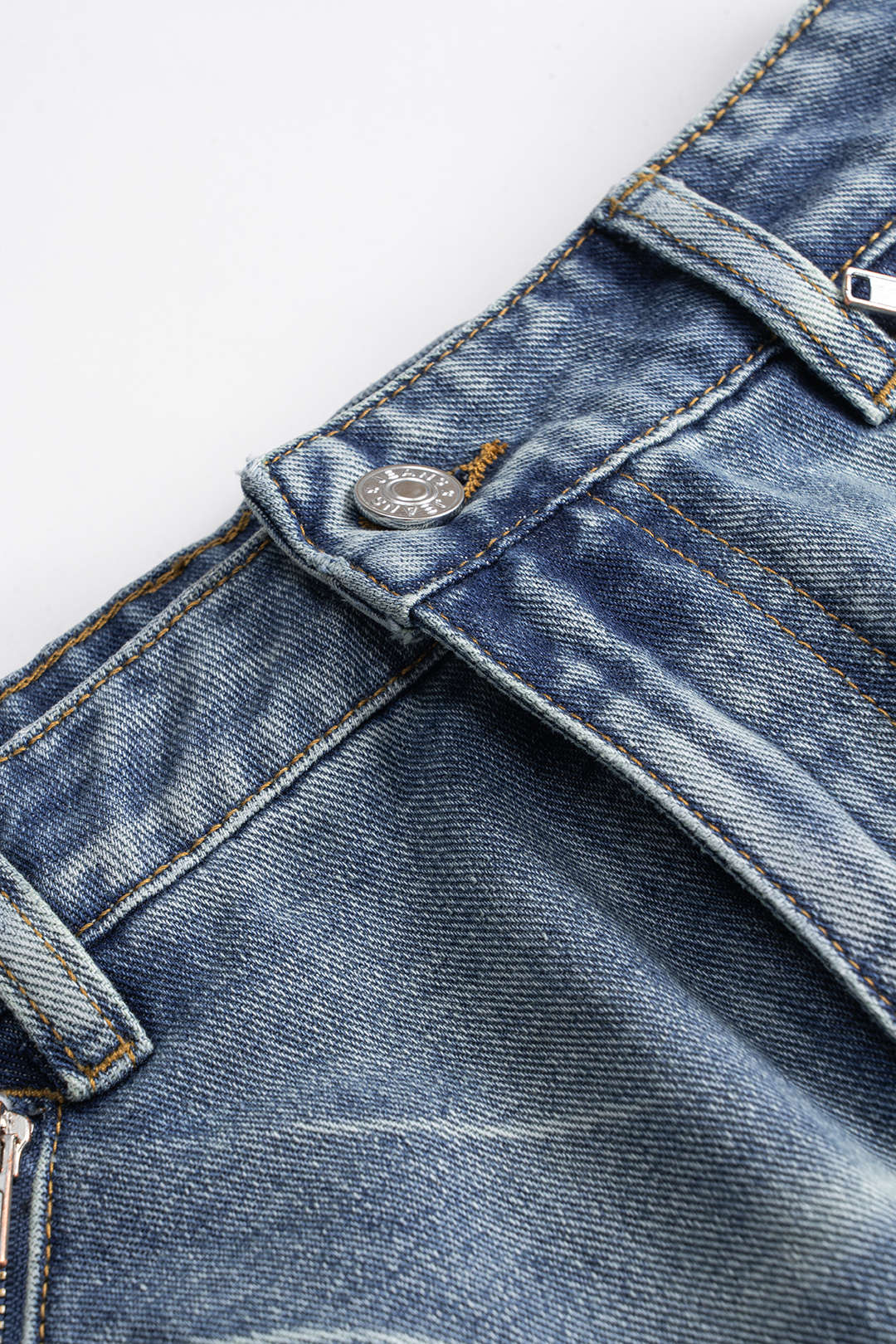 Denim verwassen rok met zakken