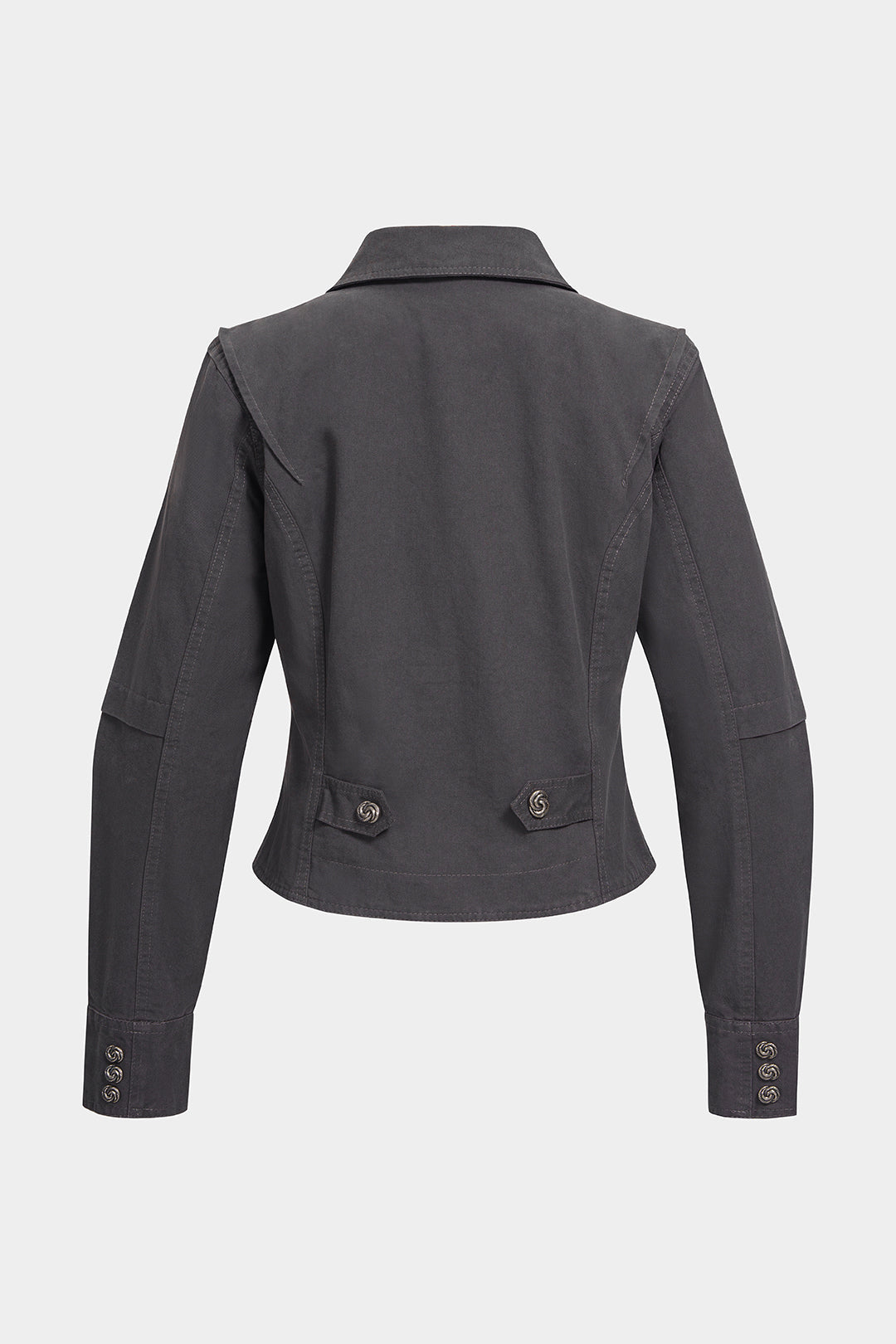 Denim jasje met revers en dubbele knopenrij