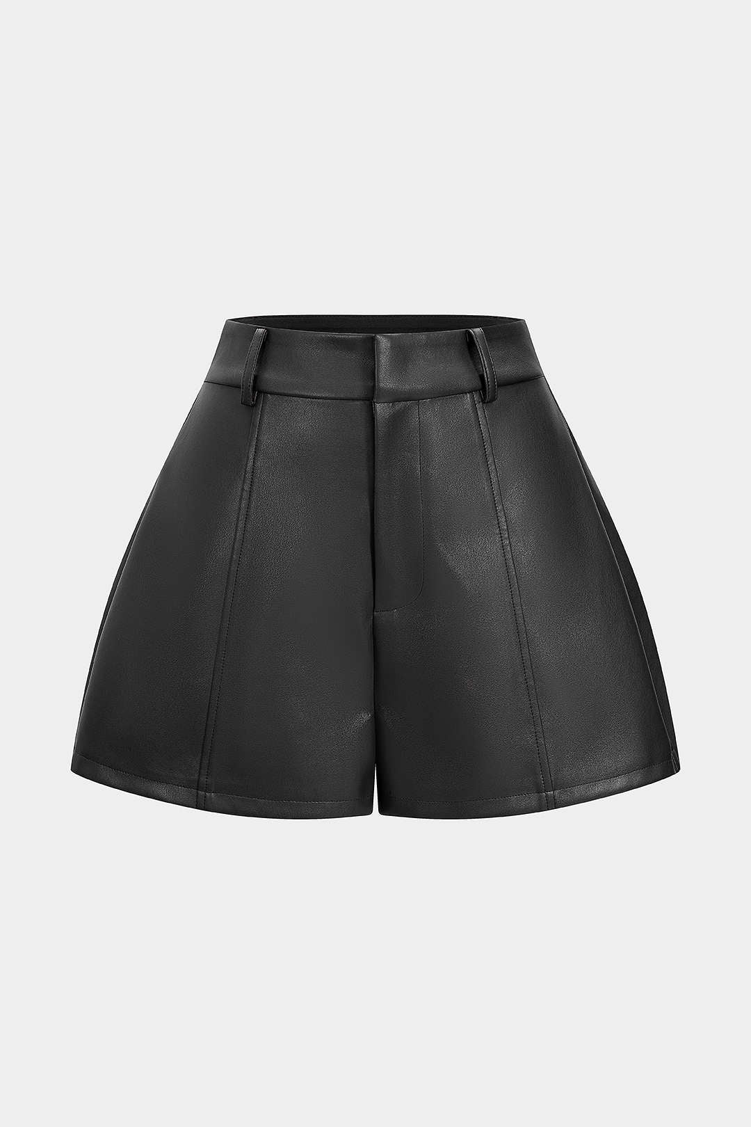 Leren-look short met hoge taille en wijde pijpen