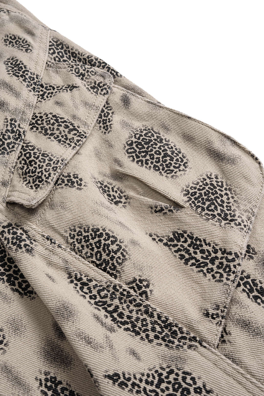 Luipaardprint jeans met rits en wijde pijpen